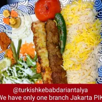 Snapdishの料理写真:Adana beef & chicken W Basmati rice, saffron,salad|nahidさん