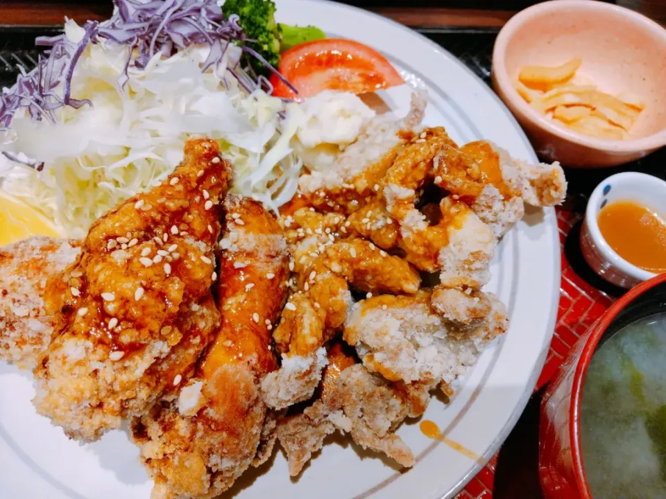 大戸屋 骨付き鶏と竜田揚げの甘から定食🏵️|梨々香さん