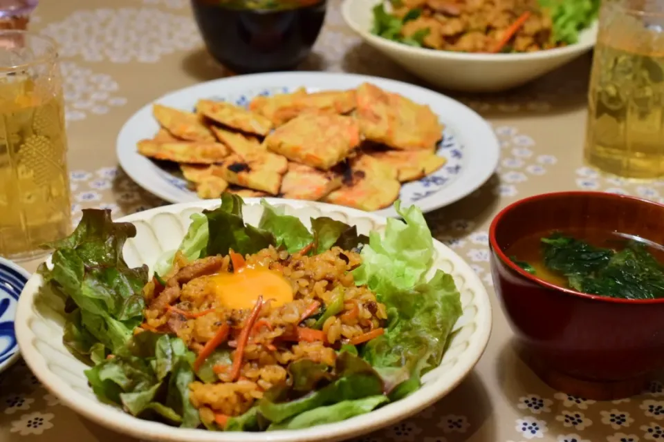 大豆のお肉のビビンバと大豆粉のチヂミ|うにんぱすさん