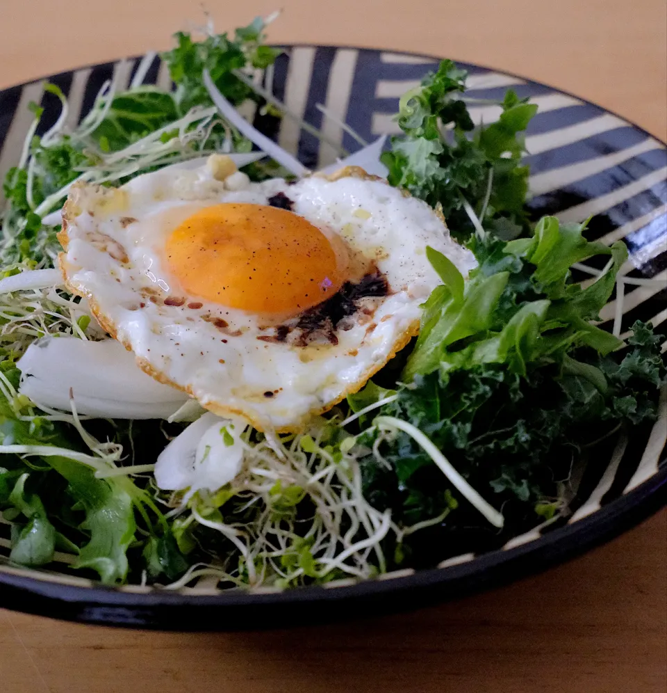 目玉焼き乗せサラダ🥗|しろくまさん