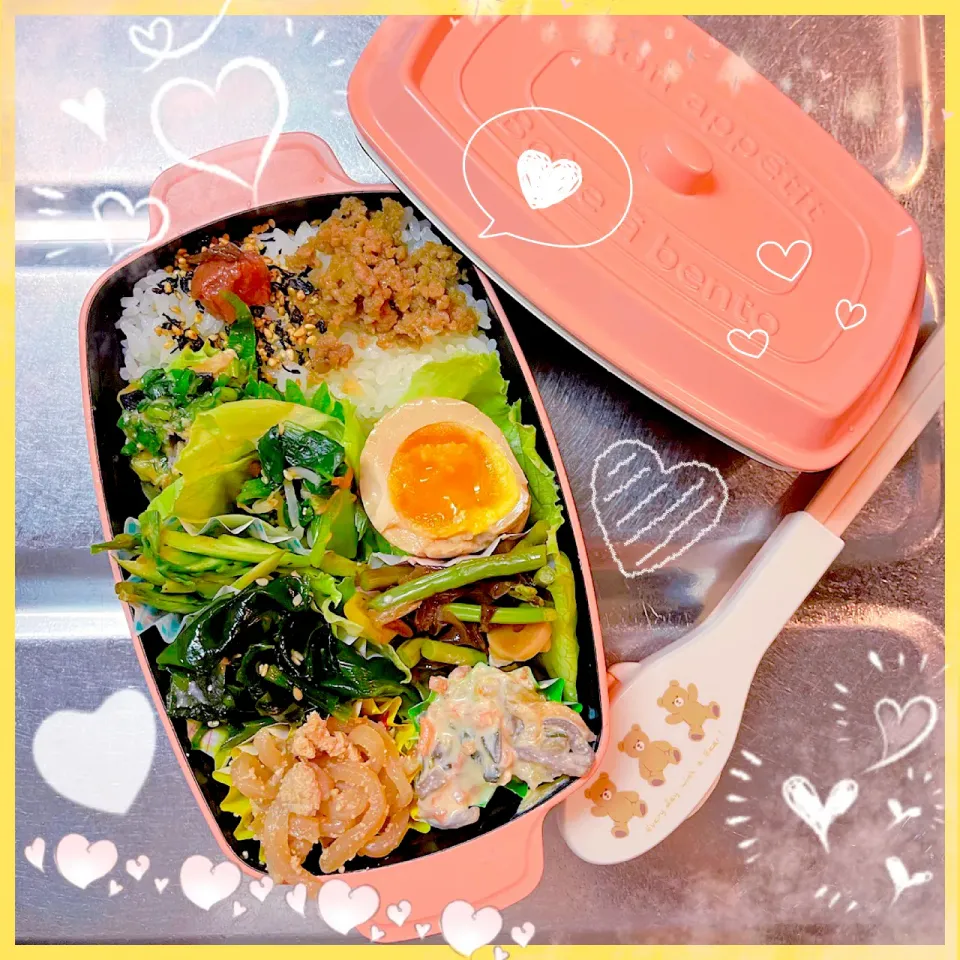 ４／１ ｆｒｉ鯖味噌ネギバター＆彼さんそぼろ弁当🍴|rinaronarさん