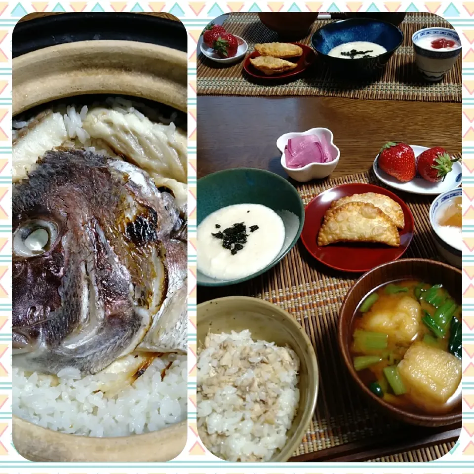 昨夜の鯛飯からの、朝ごはん🌦！|まめころさん