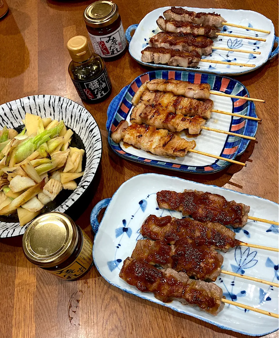 Snapdishの料理写真:お取り寄せ　串焼きで 休日晩ご飯|sakuramochiさん