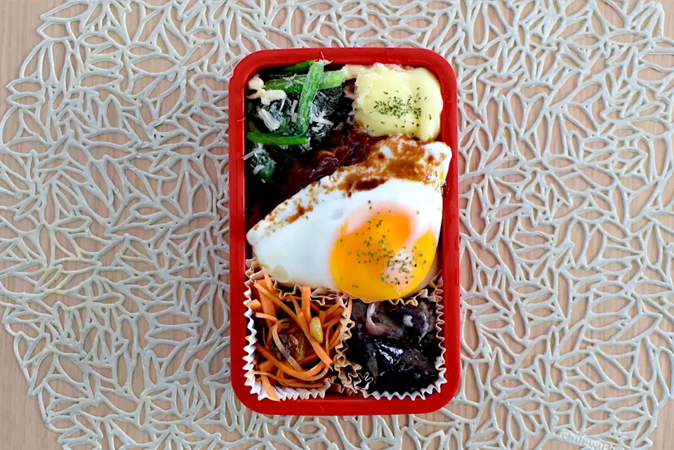 Snapdishの料理写真:自分弁当『ハンバーグ弁当』|dra-kichiさん