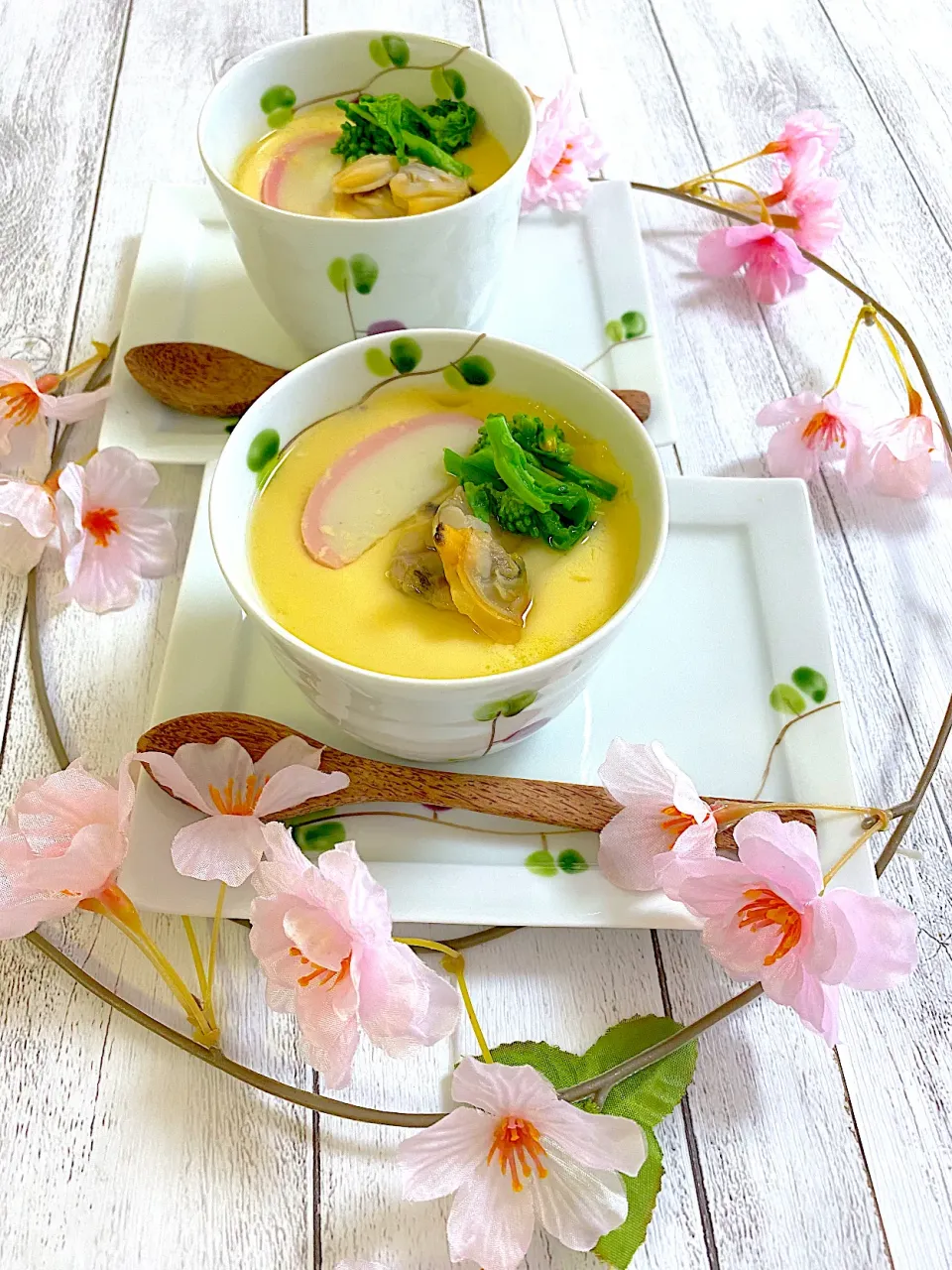 あさりと菜の花の茶碗蒸し|ぽっちさん