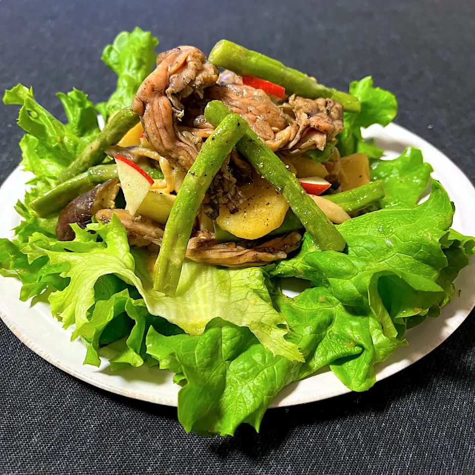 インゲン豆と茄子と地鶏の温サラダ|きょーこさん