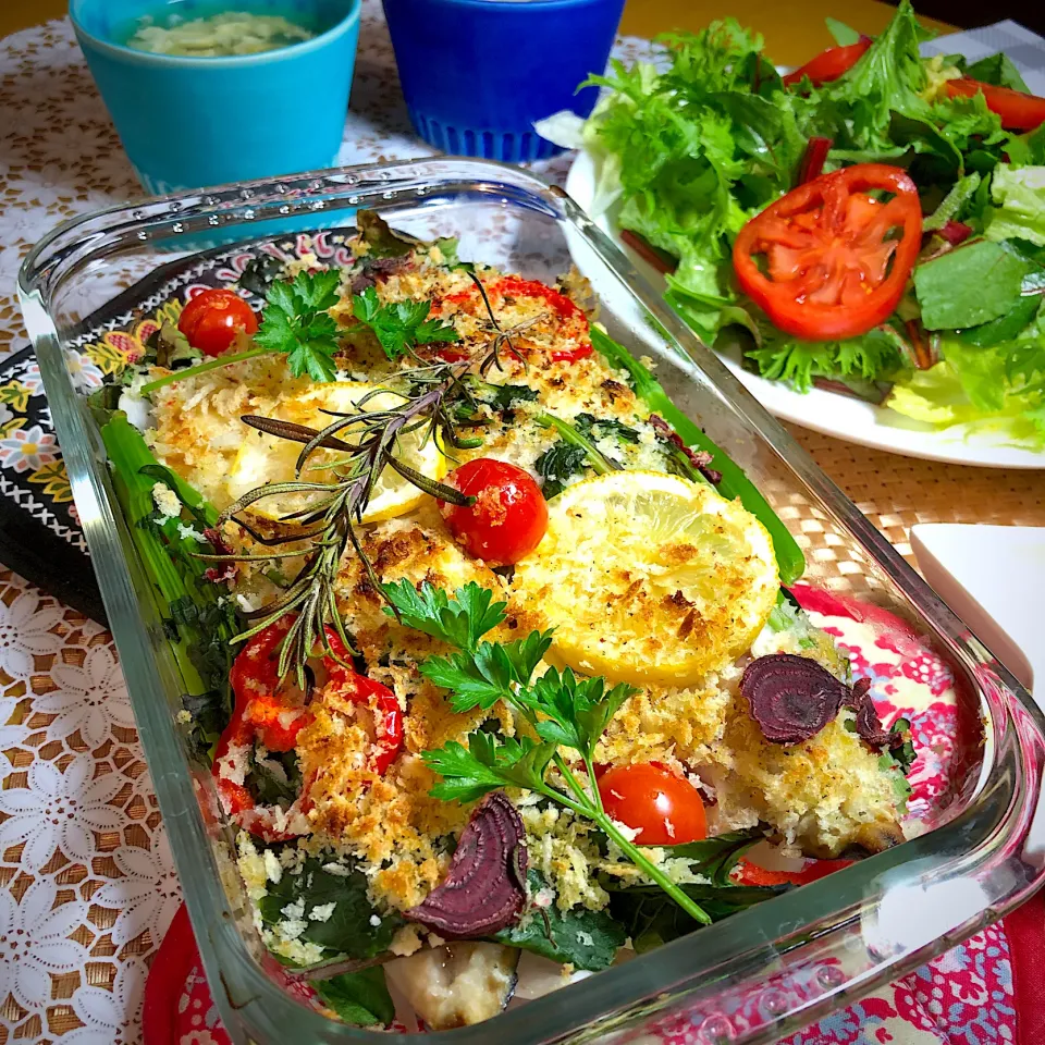 レモン香る塩鯖と春野菜の香草焼き|さらっと🍀さん