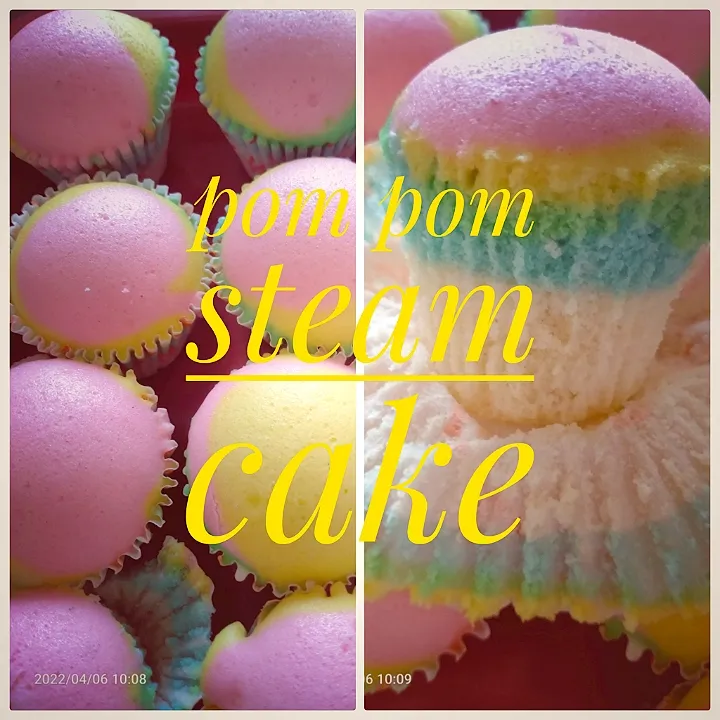 pom pom rainbow steam cake 🥰|Fitriyah Syamさん