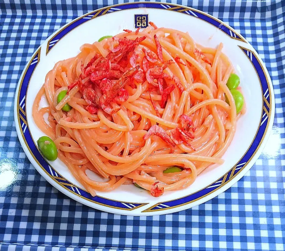 Snapdishの料理写真:桜エビと枝豆のクリームパスタ|宏太さん