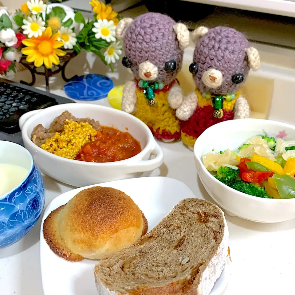 Snapdishの料理写真:朝ごぱん(・∀・)|chagashiさん