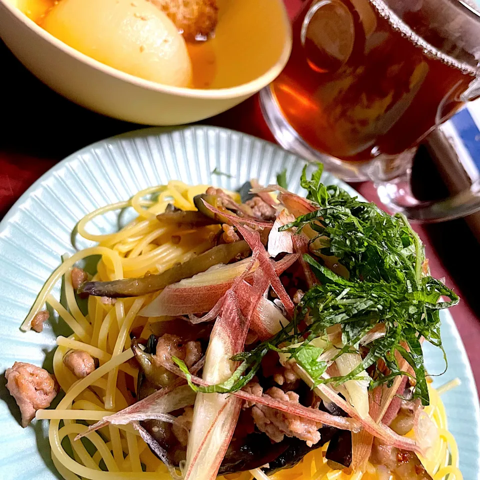 和洋折衷パスタと玉ネギスープ|lakiさん