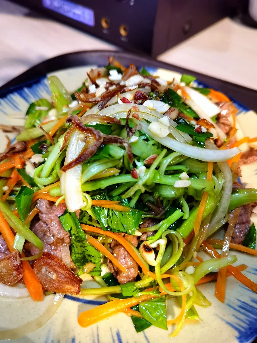 Beef salad with water spinach
𝙊𝙍𝘿𝙀𝙍 𝙉𝙊𝙒 
👉𝙒𝙚𝙘𝙝𝙖𝙩: 𝙨𝙖𝙞𝙜𝙤𝙣𝙠𝙚𝙥𝙤𝙣𝙜 
👉𝙒𝙚𝙘𝙝𝙖𝙩: 𝙎𝙖𝙞𝙜𝙤𝙣𝙨𝙩𝙖𝙩𝙞𝙤𝙣𝙆𝙇
𝙷ả𝚒 𝚜ả𝚗, 𝙲á𝚌 𝚕ọ|Saigon Stationさん