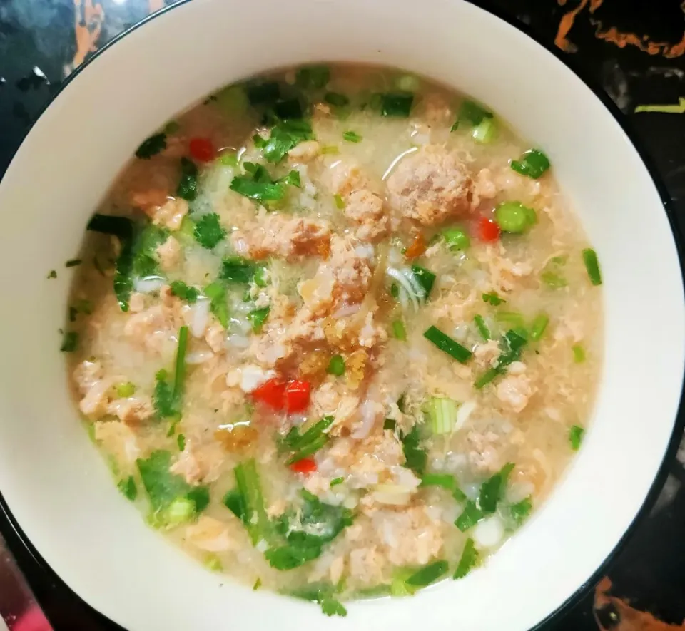 Egg Congee with Pork.|katang23さん