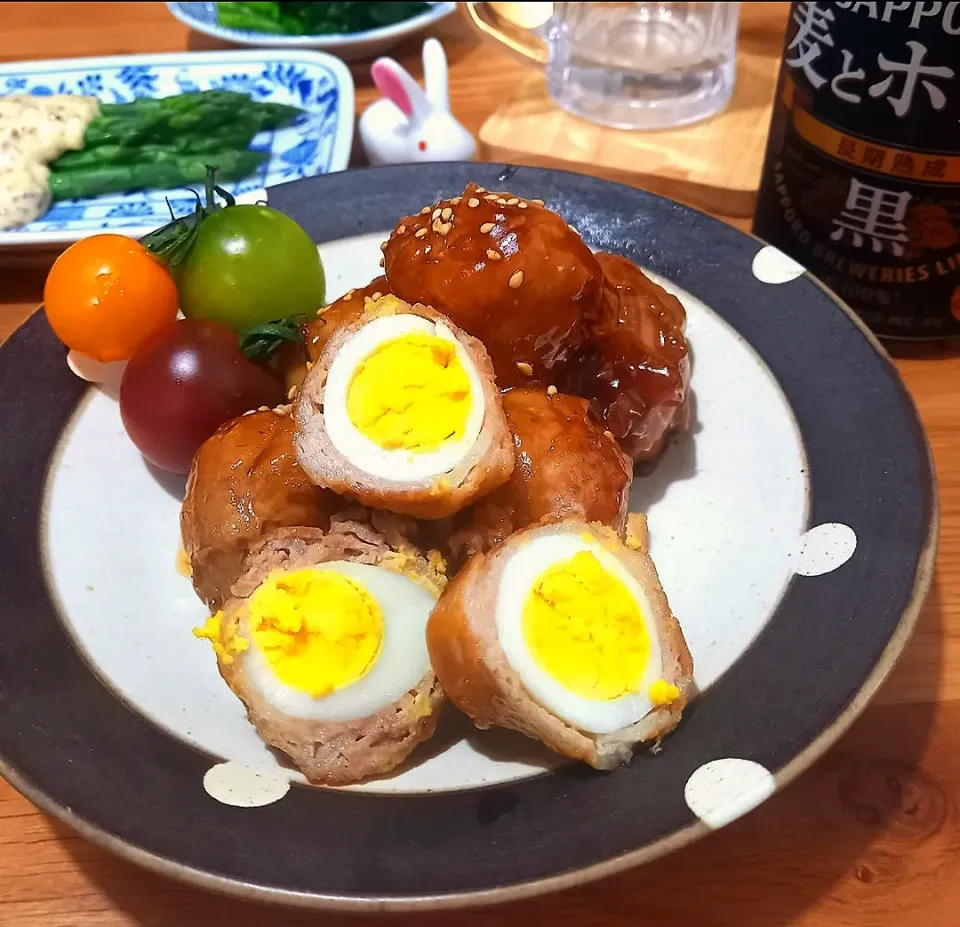 照り焼き風味のうずらの卵🐣ばら肉巻き|ナオミさん