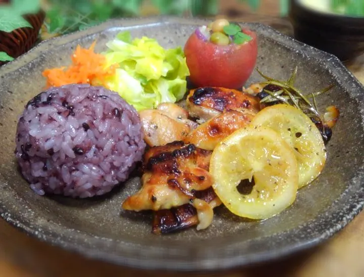 鶏モモ肉のレモンローストをワンプレートに|くまちゃんさん