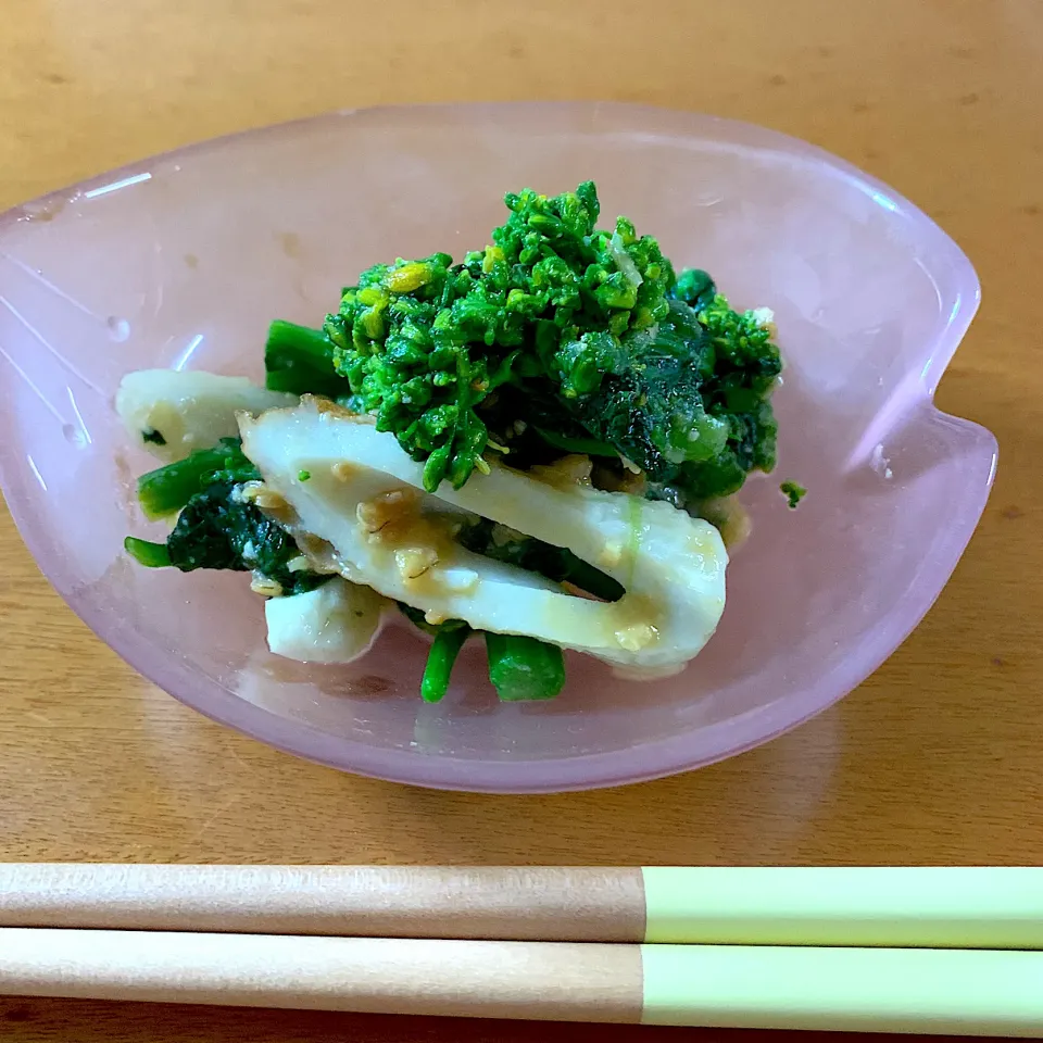 Snapdishの料理写真:菜の花とちくわの酢味噌和え|あっちゃんさん