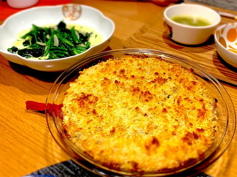 ジャーマンポテトグラタンとほうれん草のクリーム煮|AK@Night Cookerさん