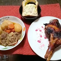 鳥焼き
肉じゃが
パン|あまさんさん