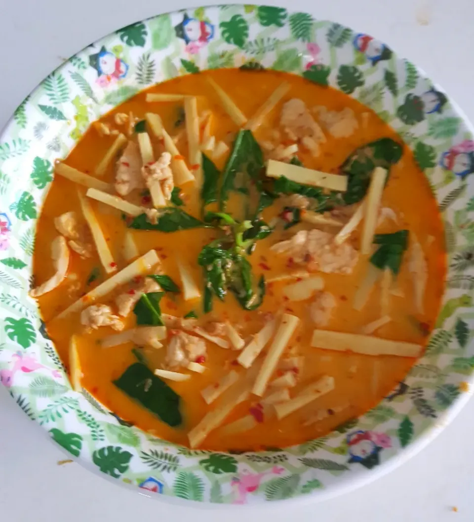 thai red curry with chicken and bamboo shoots|patcookingfeverパットさん