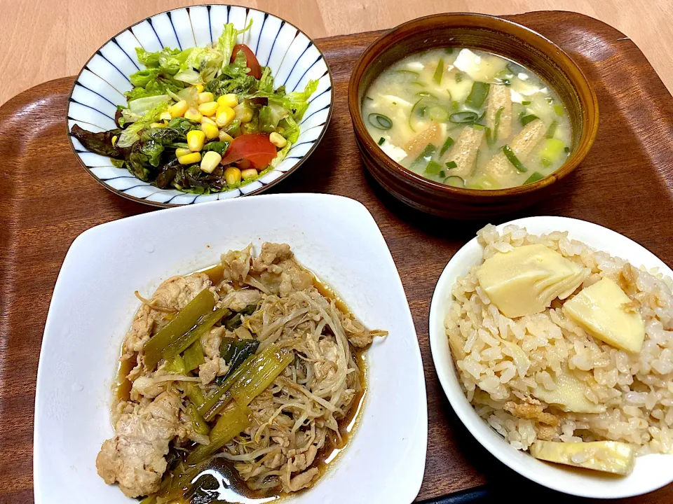 Snapdishの料理写真:筍ご飯と、豚肉炒め😉|かおちゃんさん