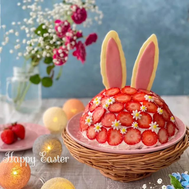苺パンケーキ♡うさぎ&カゴ入りヒヨコ