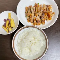 Snapdishの料理写真:野菜の肉巻き、おさつバター|しゅんぺいさん