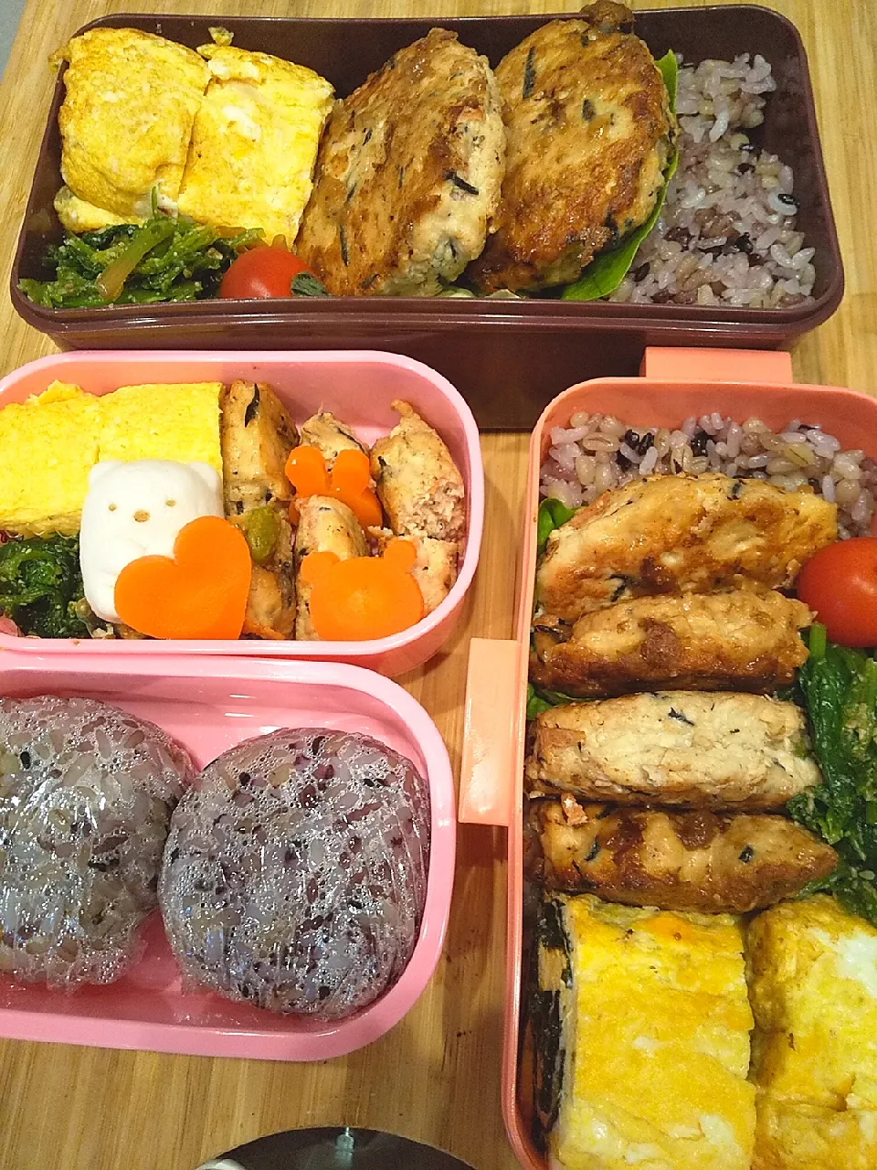 家族でひじきバーグ弁当🌸|うさぎさん