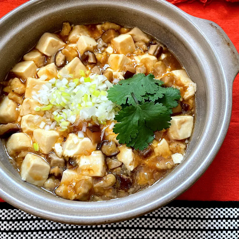 Snapdishの料理写真:鶏ひき肉と豆腐の土鍋煮込み🇨🇳|七海さん