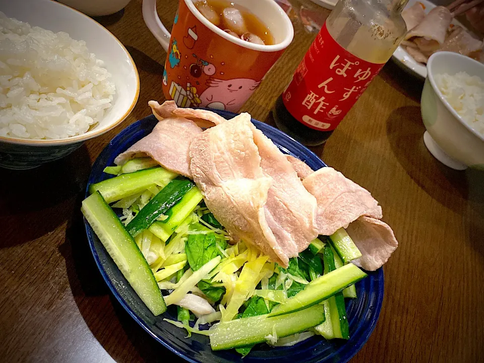 豚しゃぶサラダ🥗　ほうじ茶|ch＊K*∀o(^^*)♪さん