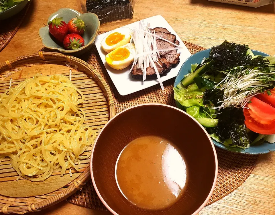 魚介醤油つけめん、煮卵&焼豚、チョレギサラダ|halさん