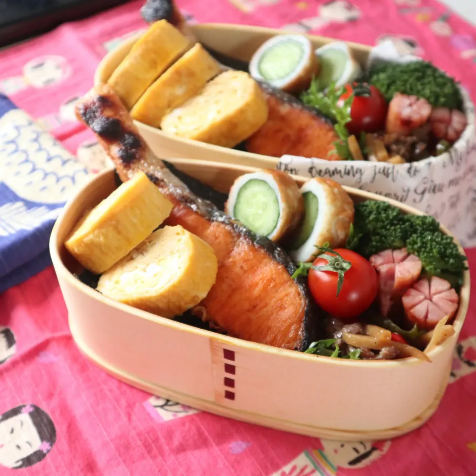 高校生男子弁当🍱鮭のり弁|なかじー。さん