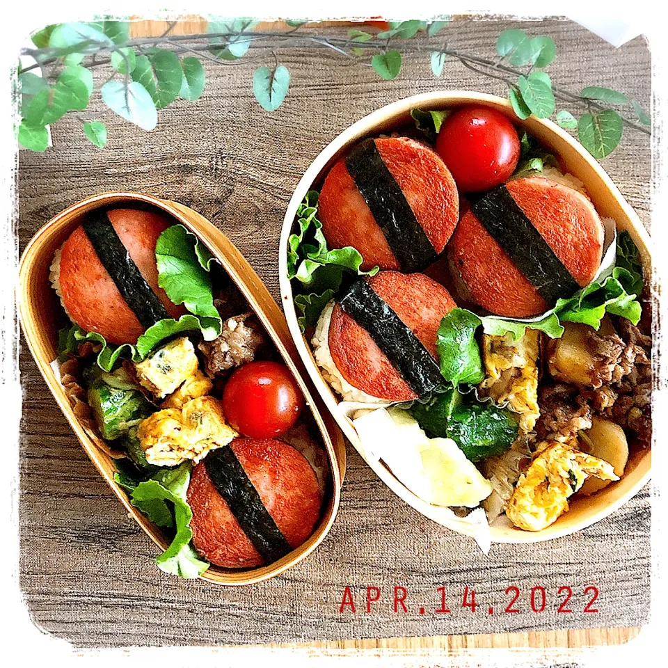 4/14 ☺︎☺︎ スパムおにぎり風弁当✩.*˚|jon2さん