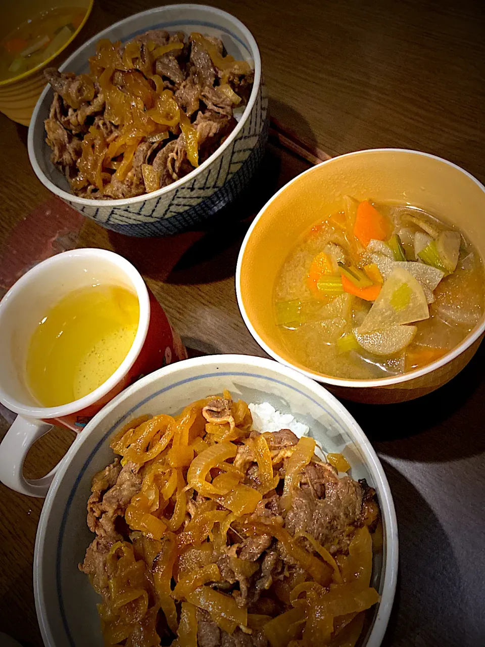 牛丼　けんちん汁　煎茶|ch＊K*∀o(^^*)♪さん