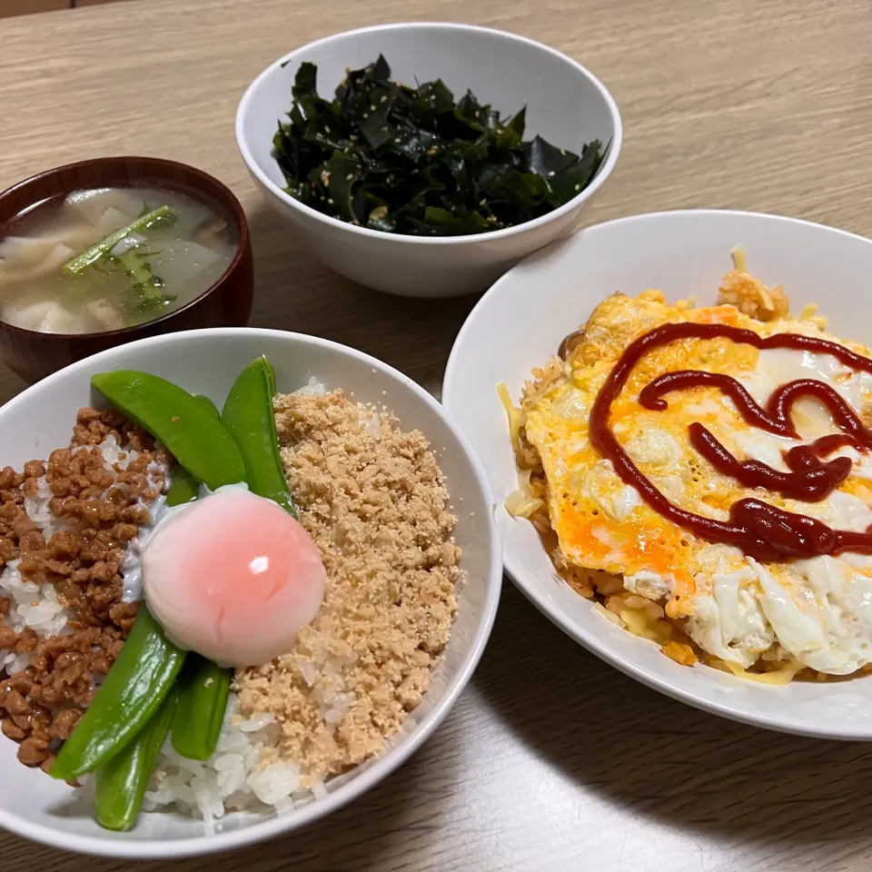 オムライス&大豆ミートそぼろ丼|seiko Oさん