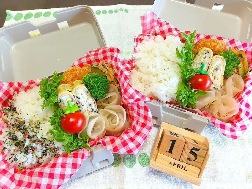 🍱今日の息子達のお弁当

からあげビールさんの料理 母とムスコのラブラブおソロ♪これうま!黒ごまたぬき卵焼き弁当|tomoさん