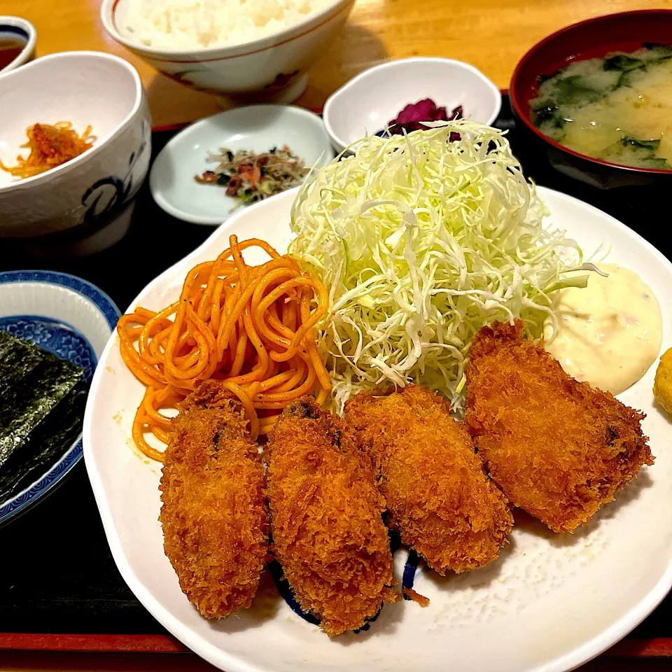 カキフライ定食＋のり@のみた家三平|塩豚骨さん