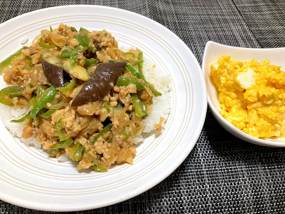 Snapdishの料理写真:麻婆春雨、かぼちゃサラダ|ちぼさん