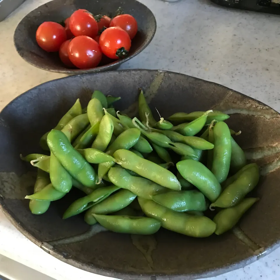 Snapdishの料理写真:枝豆とミニトマト|sanaeさん