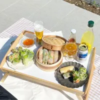 Snapdishの料理写真:カラフル生春巻でテラスパーティー|Yuki Katagiriさん