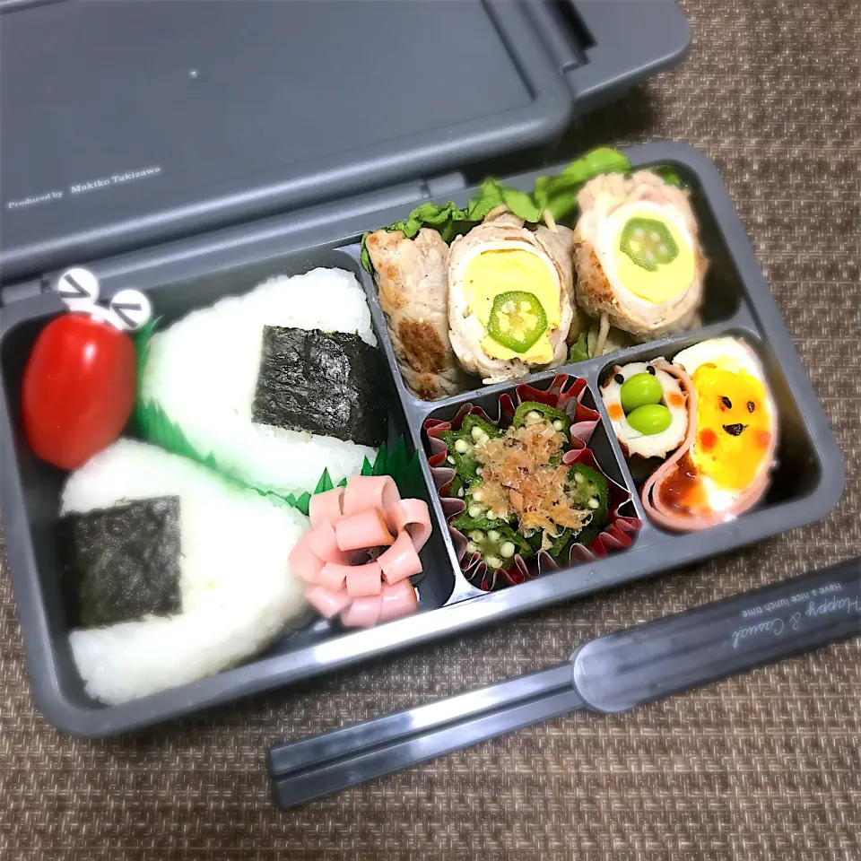 JK2弁当🍱〜うずら玉子豚肉巻き・ハムエッグ・オクラ出汁漬け・花ハム・ちくわ君|華恋さん