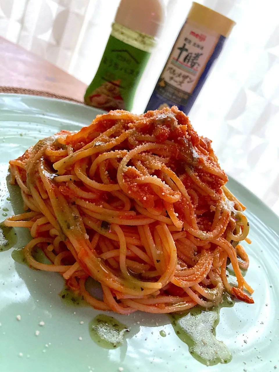 ツナのトマトソーススパゲティ　バジル風味😋🍝💕✨|アイさん