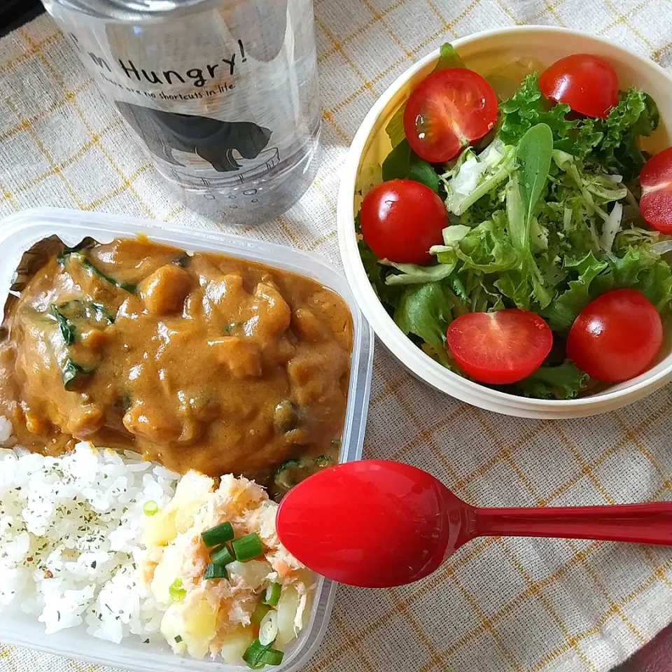 Snapdishの料理写真:🍛ほうれん草と豆の
バターチキンカレー弁当🍛|manmalさん