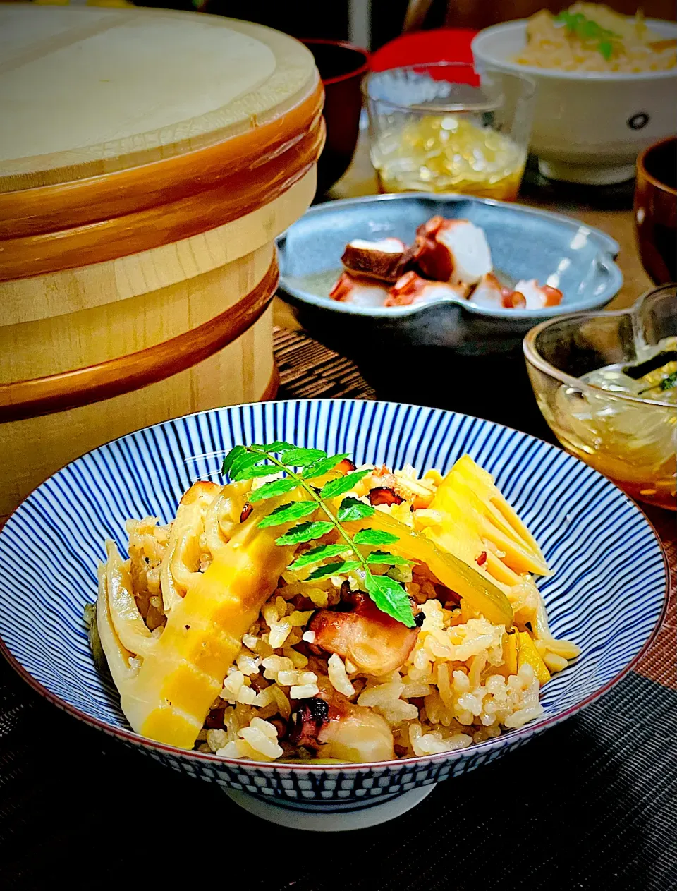 筍と蕗の炊き込みご飯✨✨✨たこバージョン！木の芽を添えて。|イチロッタさん