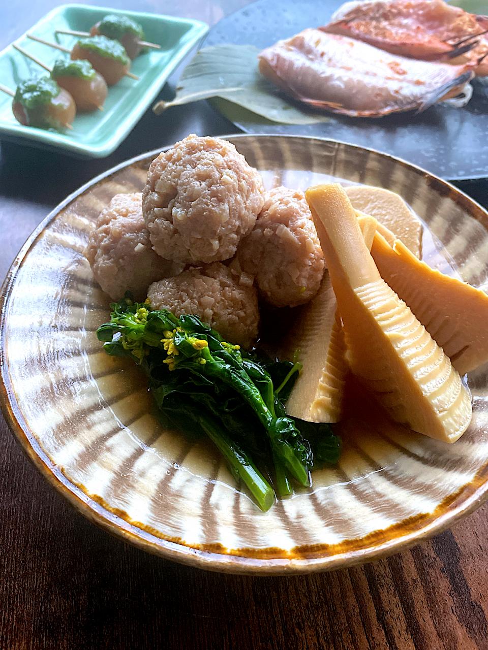 たけのこと鶏つくねの煮物