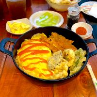 Omurice with karaage and tempura, another day for ifthar at Indonesian restaurant with Japanese menu’s