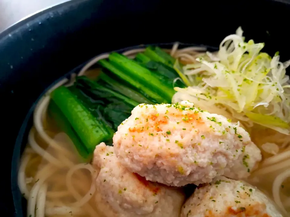 焼きつくねの焦がしにんにく温めん|半田手延べそうめんの店 阿波や壱兆さん