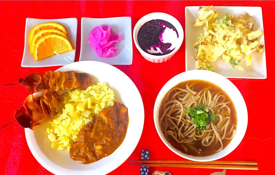 スパイスさつまいもカレー🍛🍠&キャベツかき揚げ蕎麦^ - ^💪食べ過ぎ〜😋|HAMI69さん