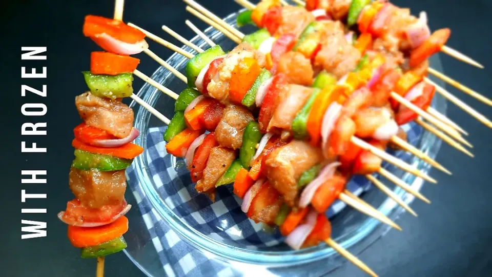 Snapdishの料理写真:Chicken Shashlik Sticks Recipe | Shashlik (With Frozen)|Recipes By Fizaさん