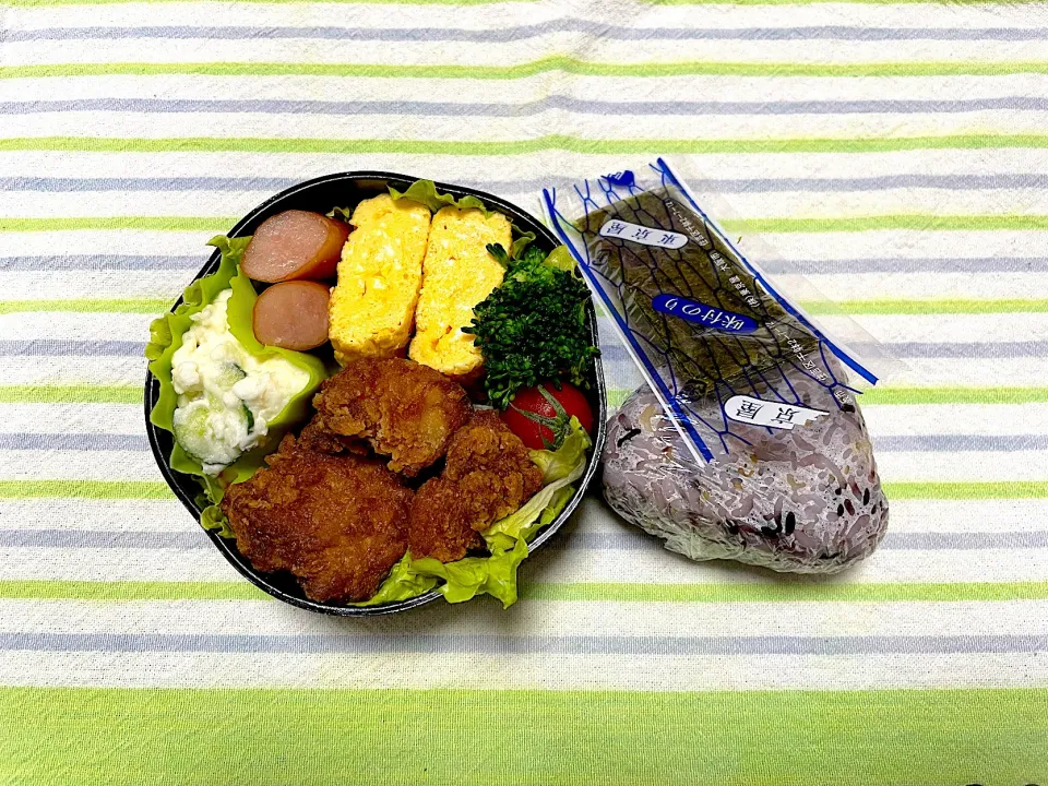 鶏竜田揚げ、だし巻き卵、ポテトサラダ、ウィンナー|jackybeanさん