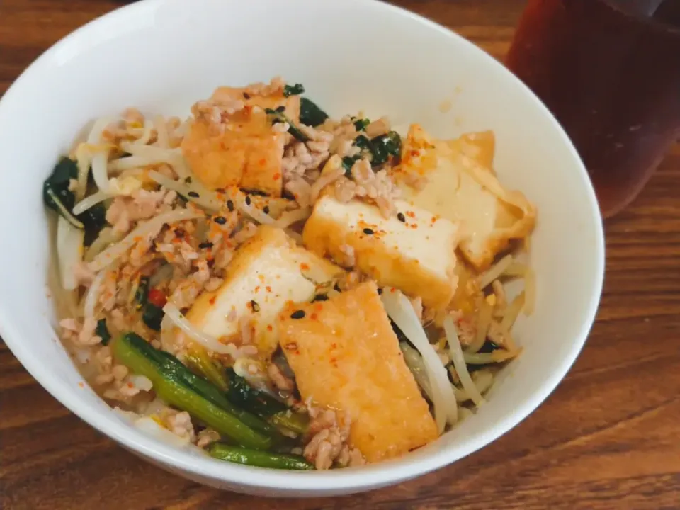 厚揚げともやしの担々丼|はるさん